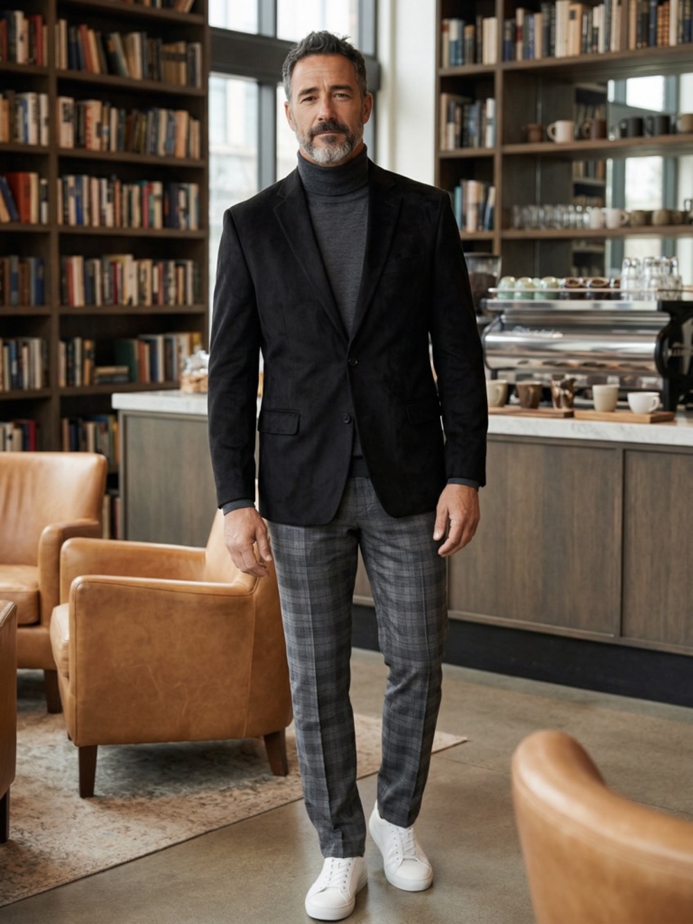 Ralph Lauren Jacket Men's Size 42L Black Faux Suede Single Breasted Blazer Soft